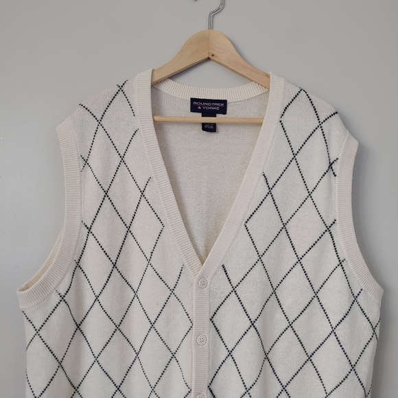Roundtree & Yorke Knit Sweater Vest Button Up Wool Blend Size XL - Picture 4 of 9